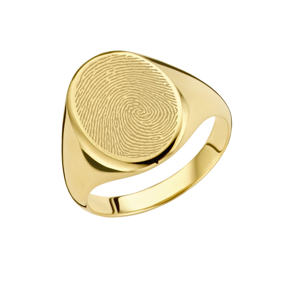 Goldener Siegelring oval Heren mit Fingerabdruck