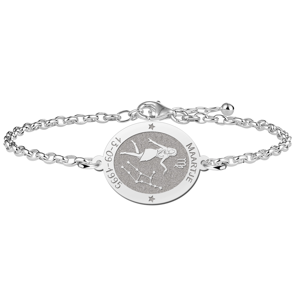 Silbernes Sternzeichen Armband oval Jungfrau