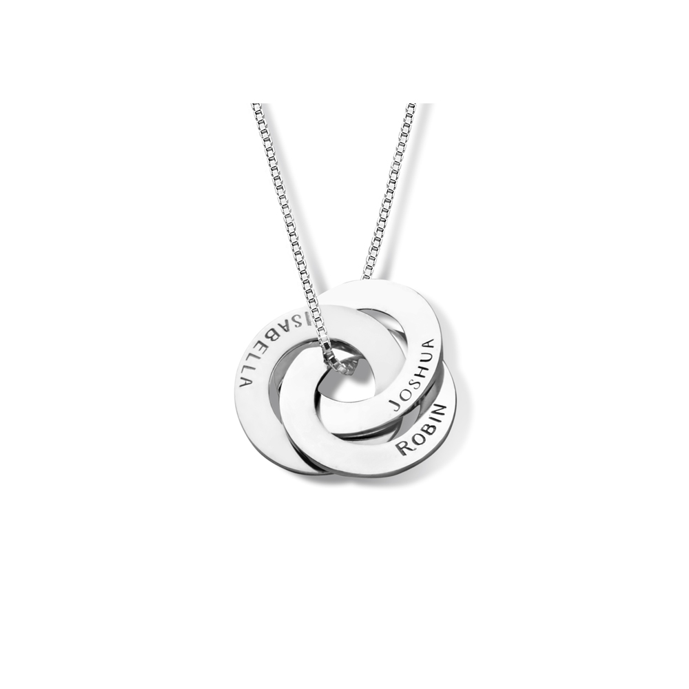 Silberne Russische Ringe Kette mit drei Namen