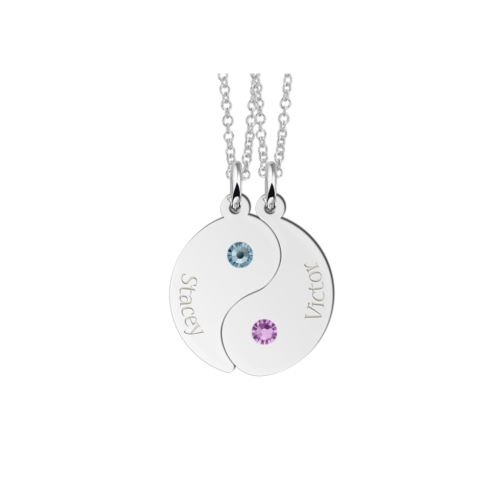 Yin Yang aus Silber mit Geburtsstein Yin Yang aus Silber mit Geburtsstein