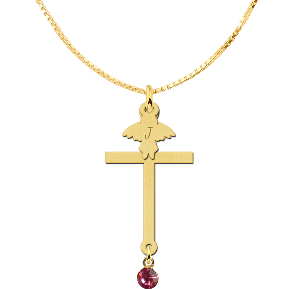 Goldenes Kommunionskreuz mit Zirkonia und Taube
