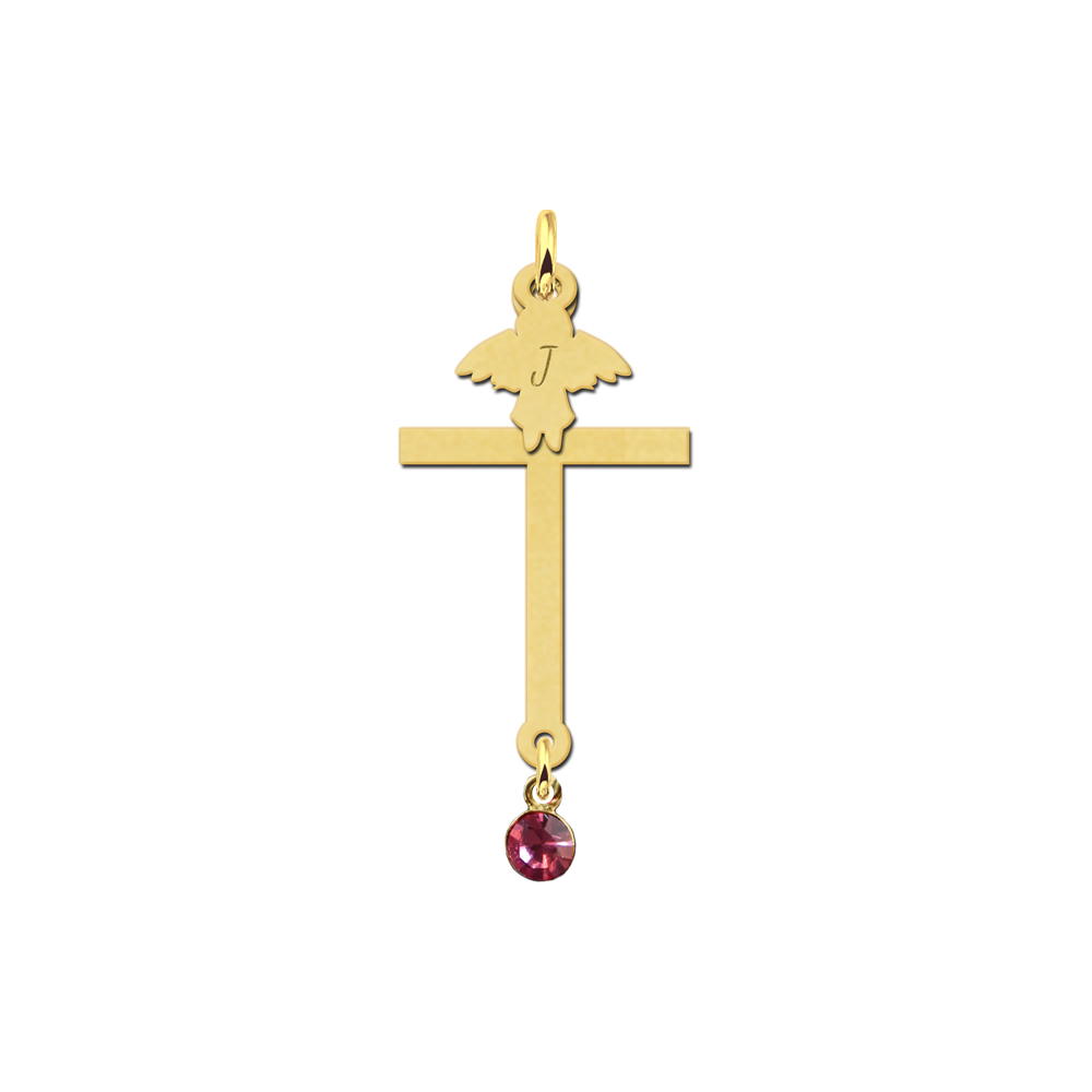 Goldenes Kommunionskreuz mit Zirkonia und Taube