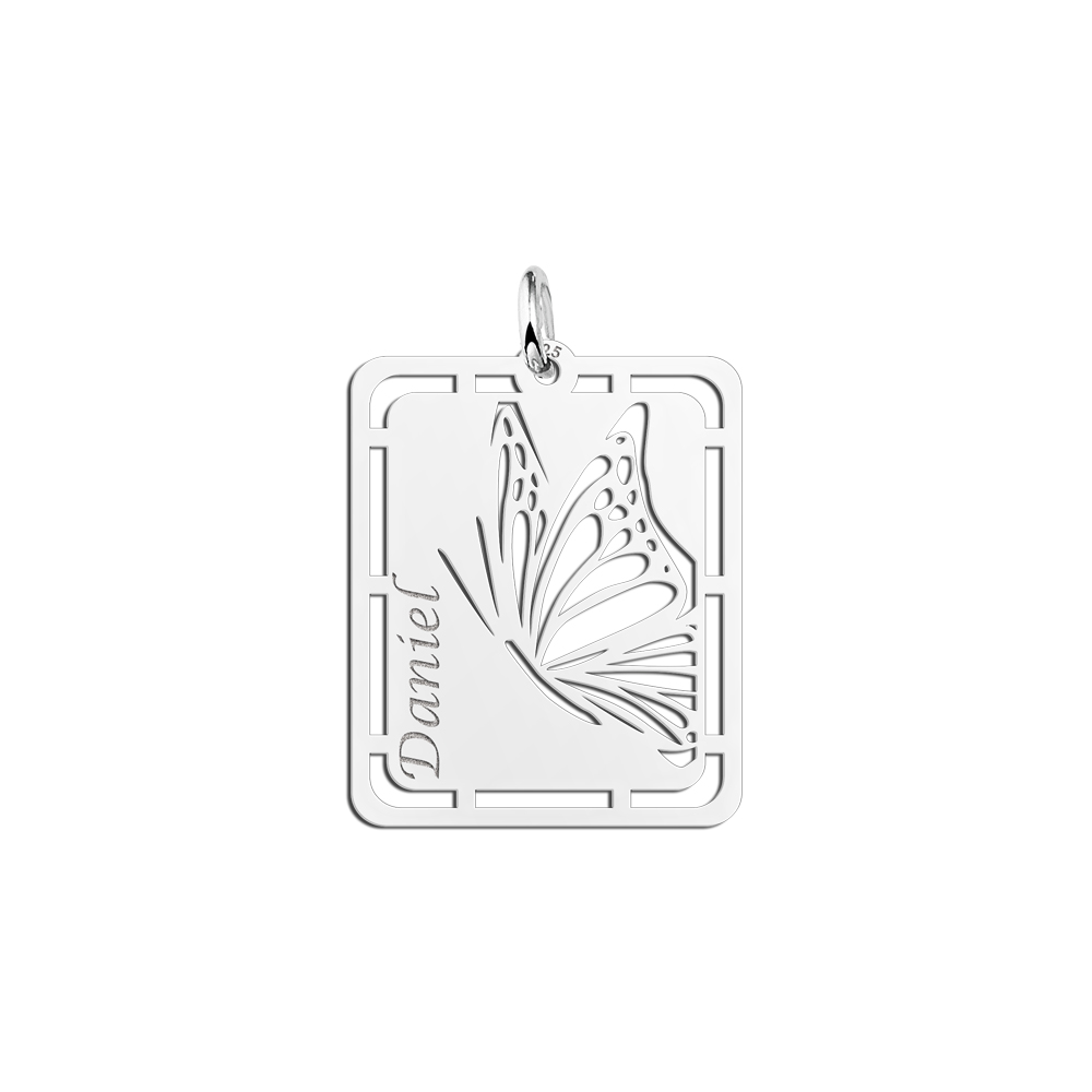 Silber Schmetterling Kettenanhänger mit Gravur Silber Schmetterling Kettenanhänger mit Gravur