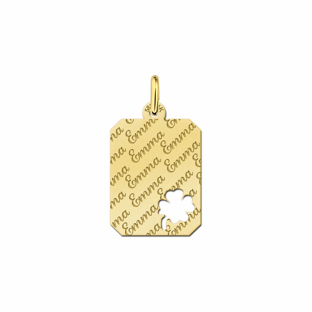 Goldanhänger mit Gravur und Klee aus Gold - Repeat Goldanhänger mit Gravur und Klee aus Gold - Repeat
