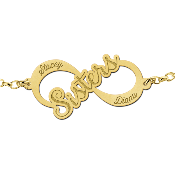 Goldenes Infinity Armband "Schwestern"