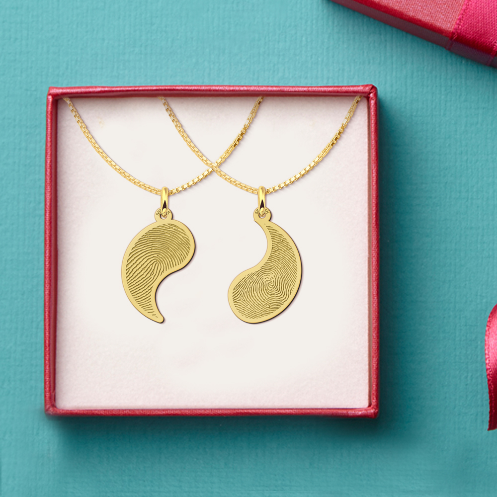 Fingerabdruck Freundschaftskette Yin Yang aus Gold