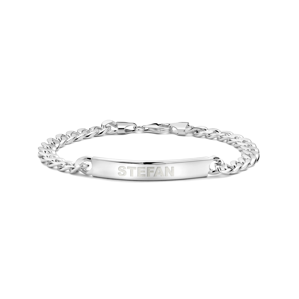 Massives Herrenarmband aus Silber mit Namen Gourmet