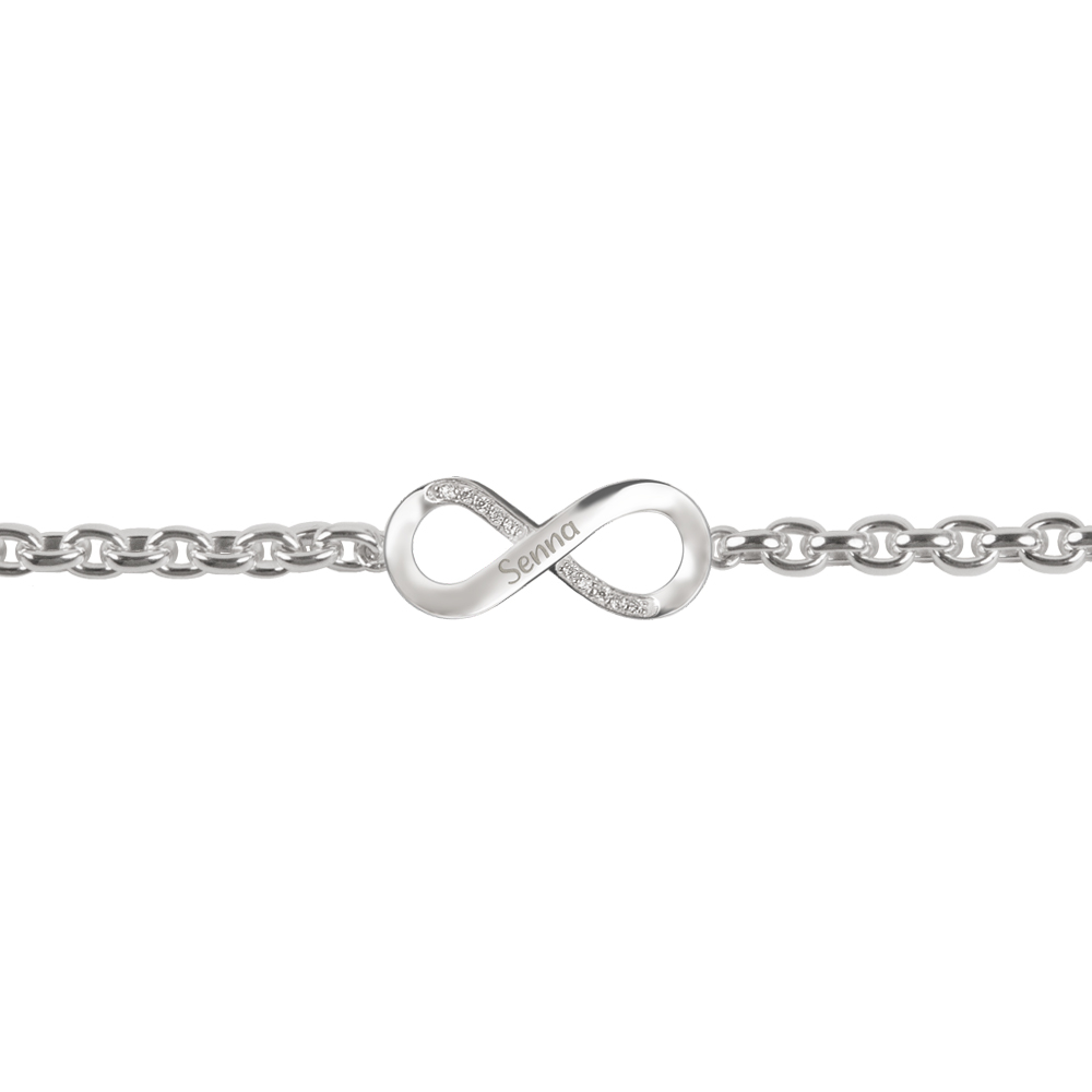 Gravierte Unendlichkeit-Armband mit Zirkonia