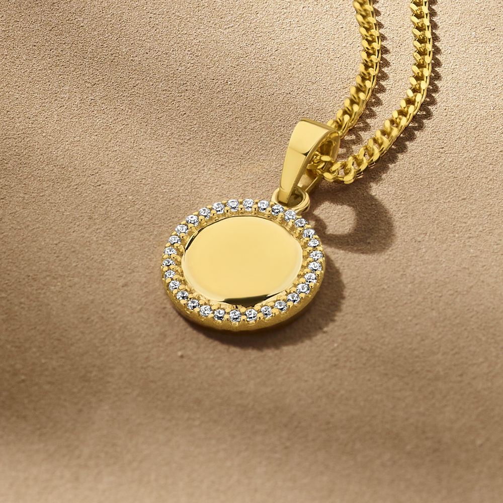 Goldener Anhänger mit Zirkonia Strass Steinen