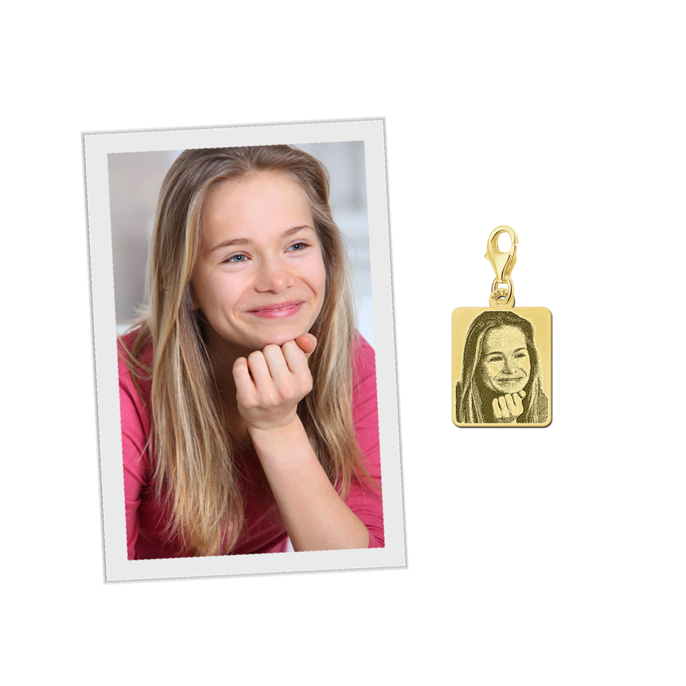 foto charm dogtag gold