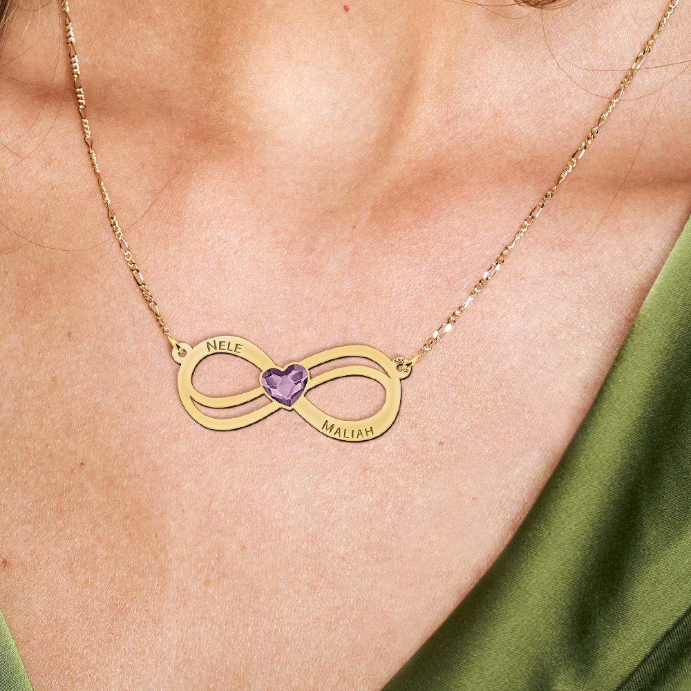 Goldene Infinity Kette mit Herz Swarovski Stein