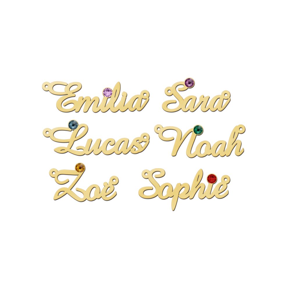 Goldene Namenskette mit Geburtsstein Model Emilia