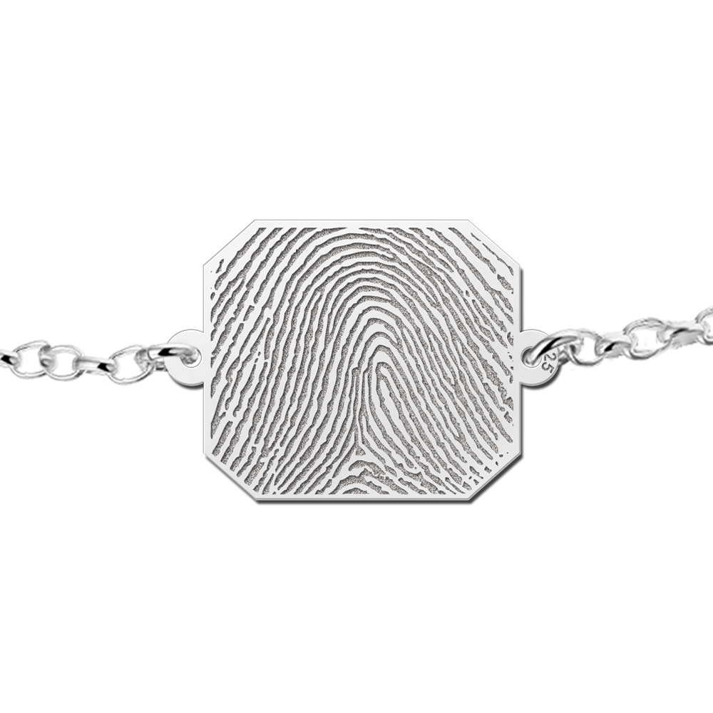 Silbernes Fingerabdruck Armband mit Rechteck
