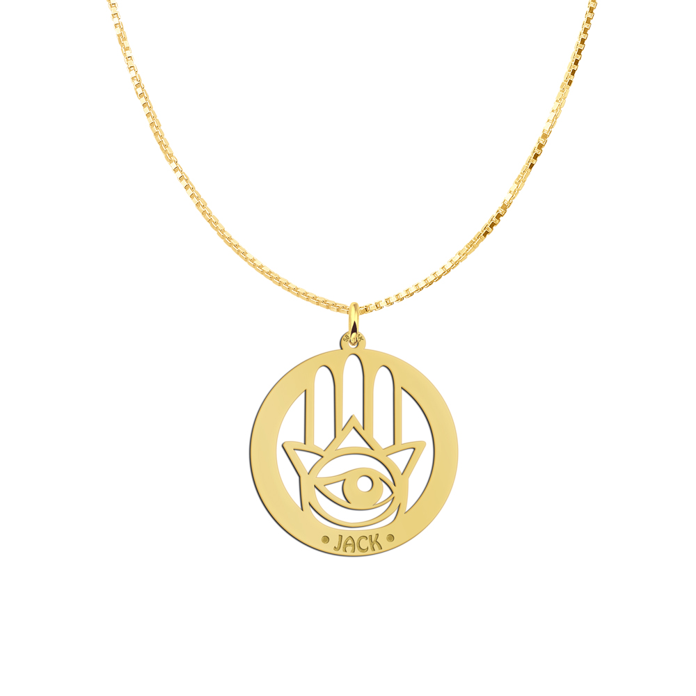 Goldener Namensanhänger Hamsa Hand