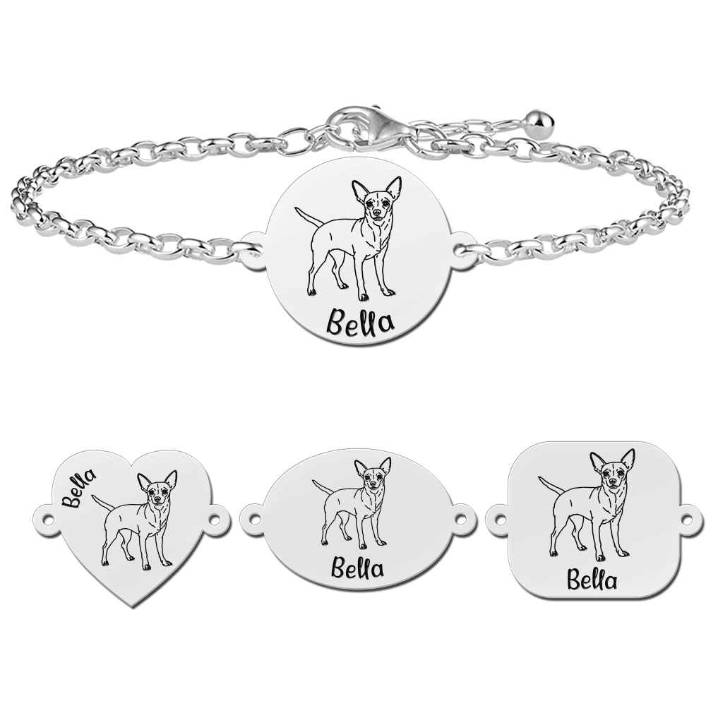 Silbernes personalisiertes Armband Chihuahua