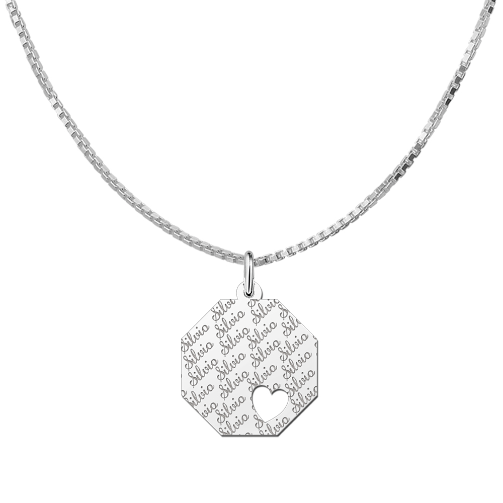 Kettenanhänger Silber mit gravierten Namen und Herzchen
