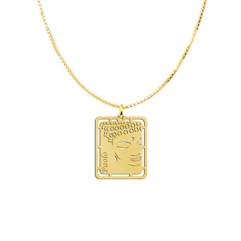 Goldener Anhänger mit Buddha und Namensgravur