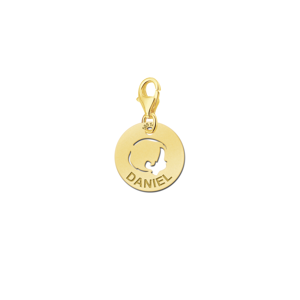 Gold Namensanhänger mit Babykopf Junge