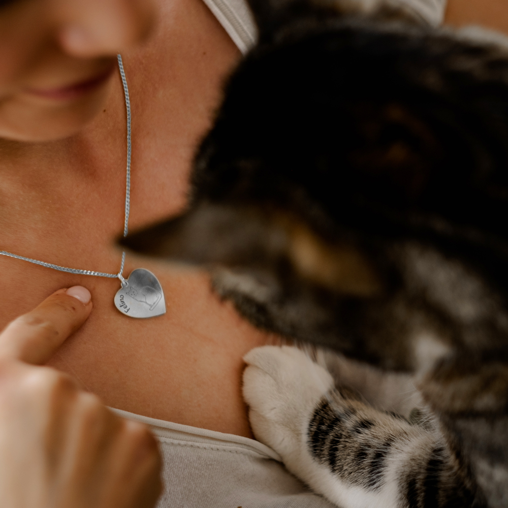 Silberne Kette mit Katze Sibirische Katze