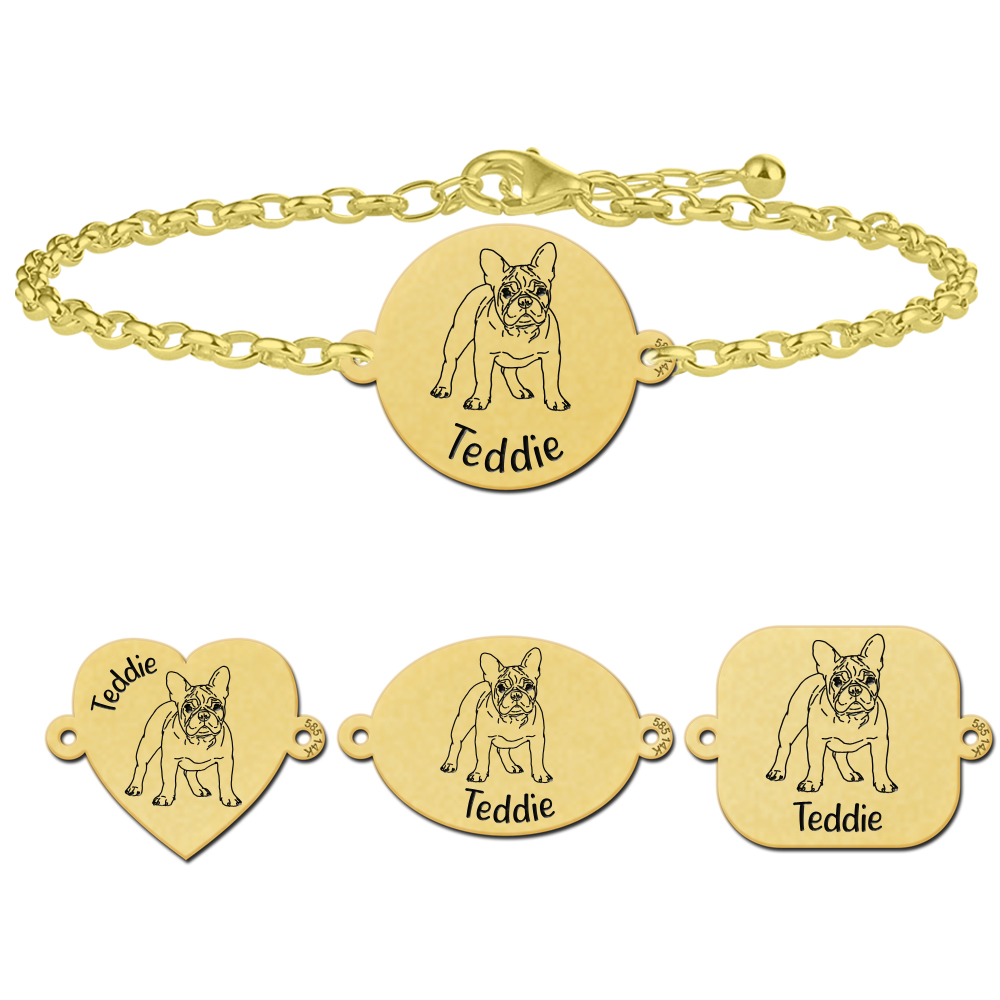 Goldenes Armband Französische Bulldogge