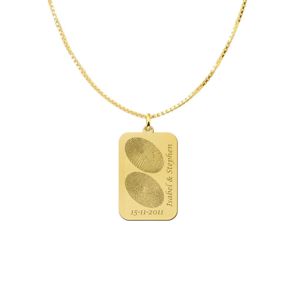 Goldener Dogtag mit zwei Fingerprints