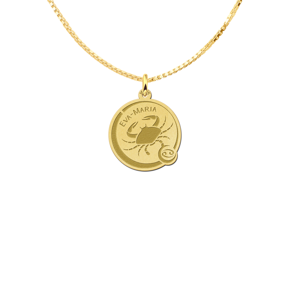 Personalisierter Sternzeichen Horoskop Anhänger mit Gravur Krebs aus Gold