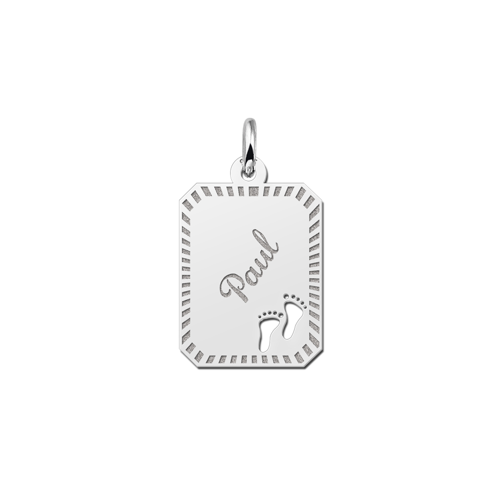 Kettenanhänger Silber Gravurplatte 8-eckig mit Rand und Füßchen Kettenanhänger Silber Gravurplatte 8-eckig mit Rand und Füßchen
