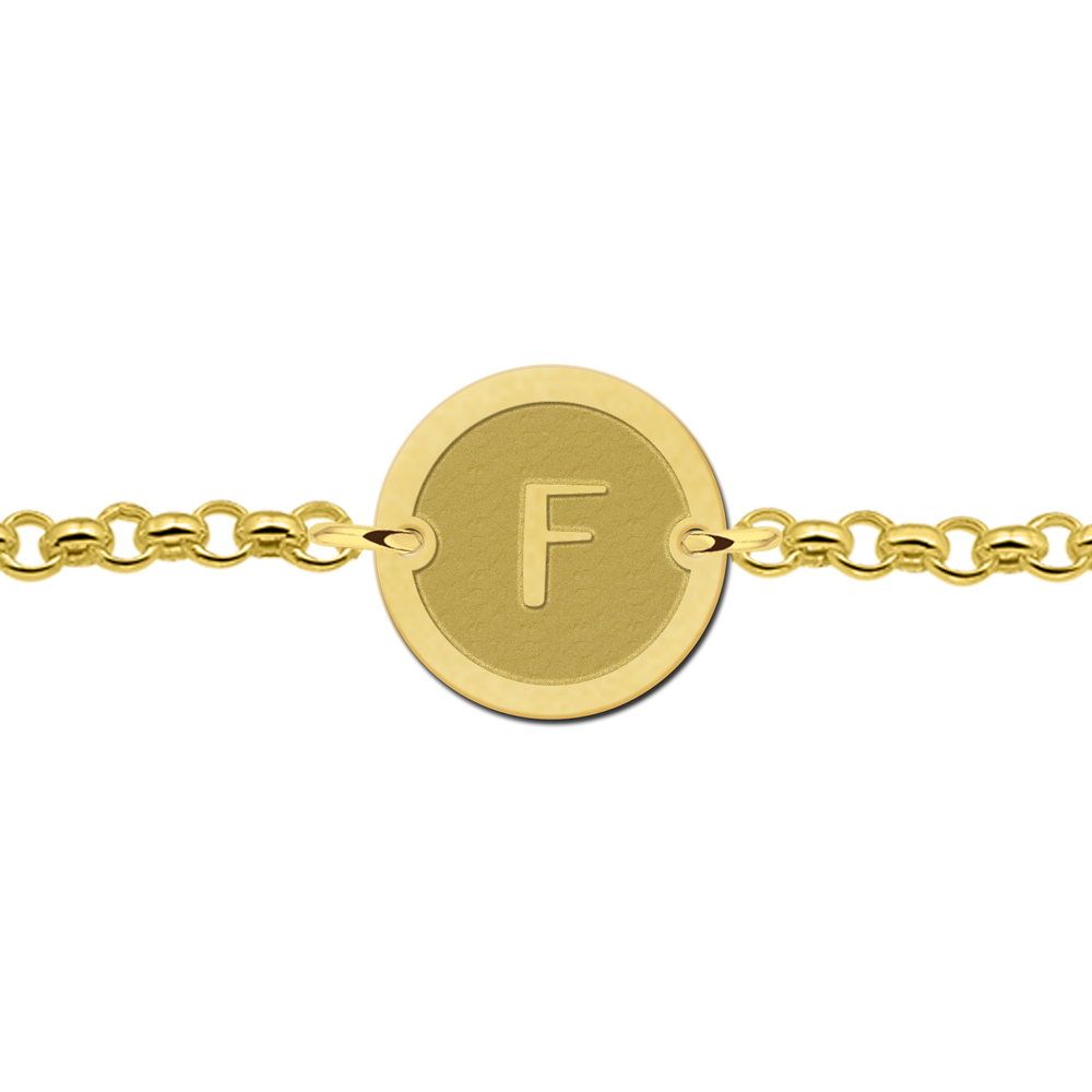 Vergoldetes rundes Armband mit Rand und Buchstaben