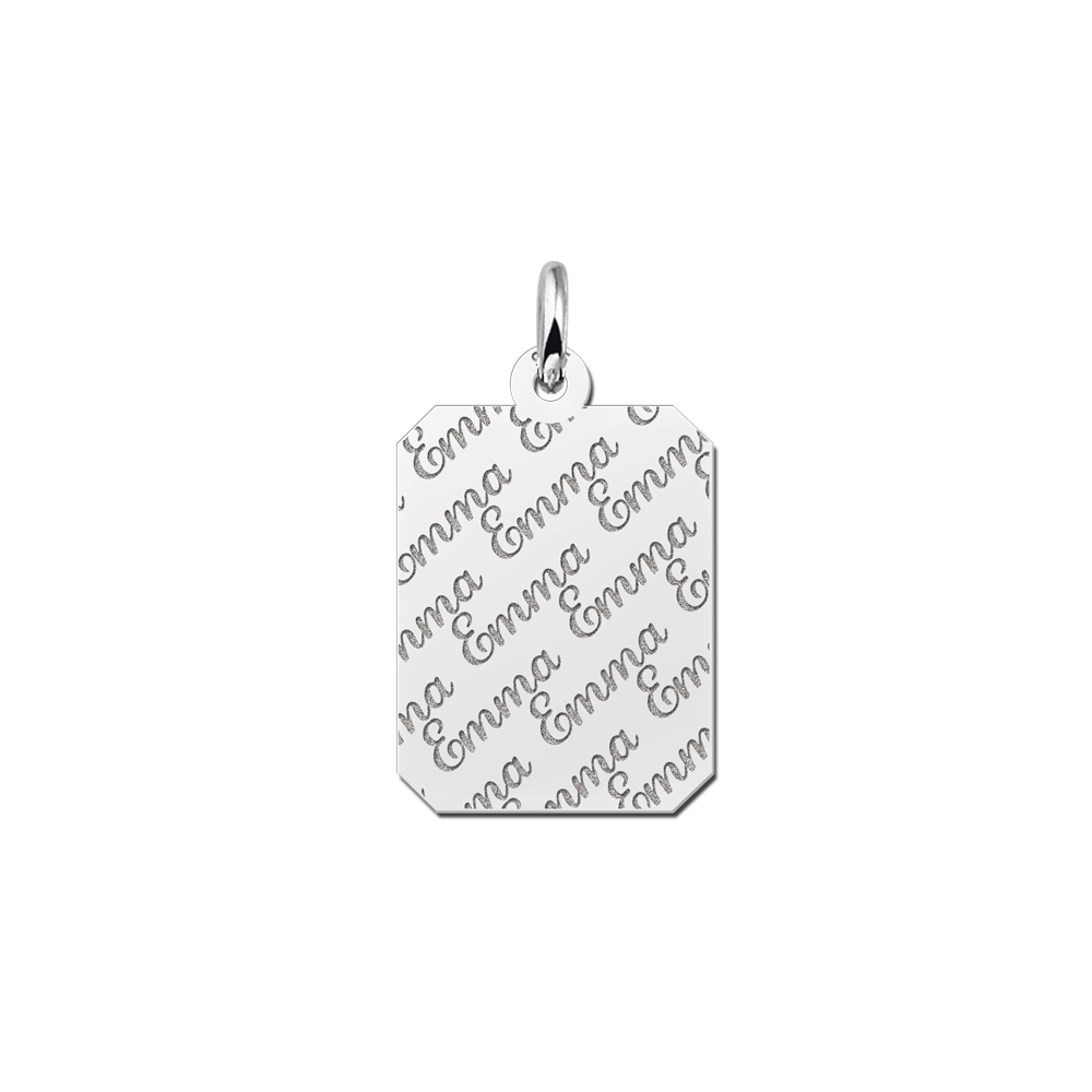Kettenanhänger Silber Gravurplatte 8-eckig mit Namensgravur Kettenanhänger Silber Gravurplatte 8-eckig mit Namensgravur