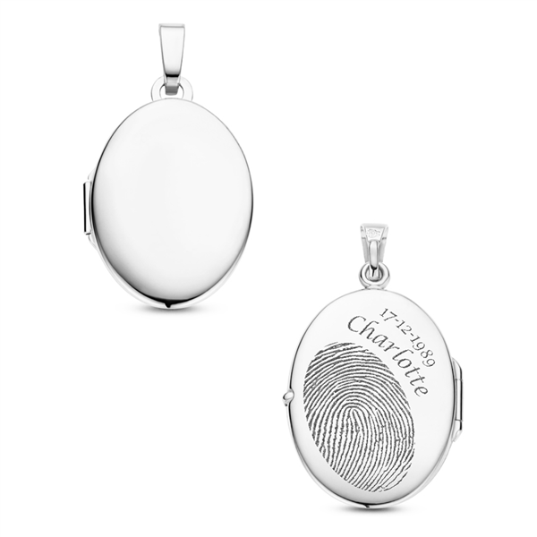 Silbernes Medaillon oval mit Gravur