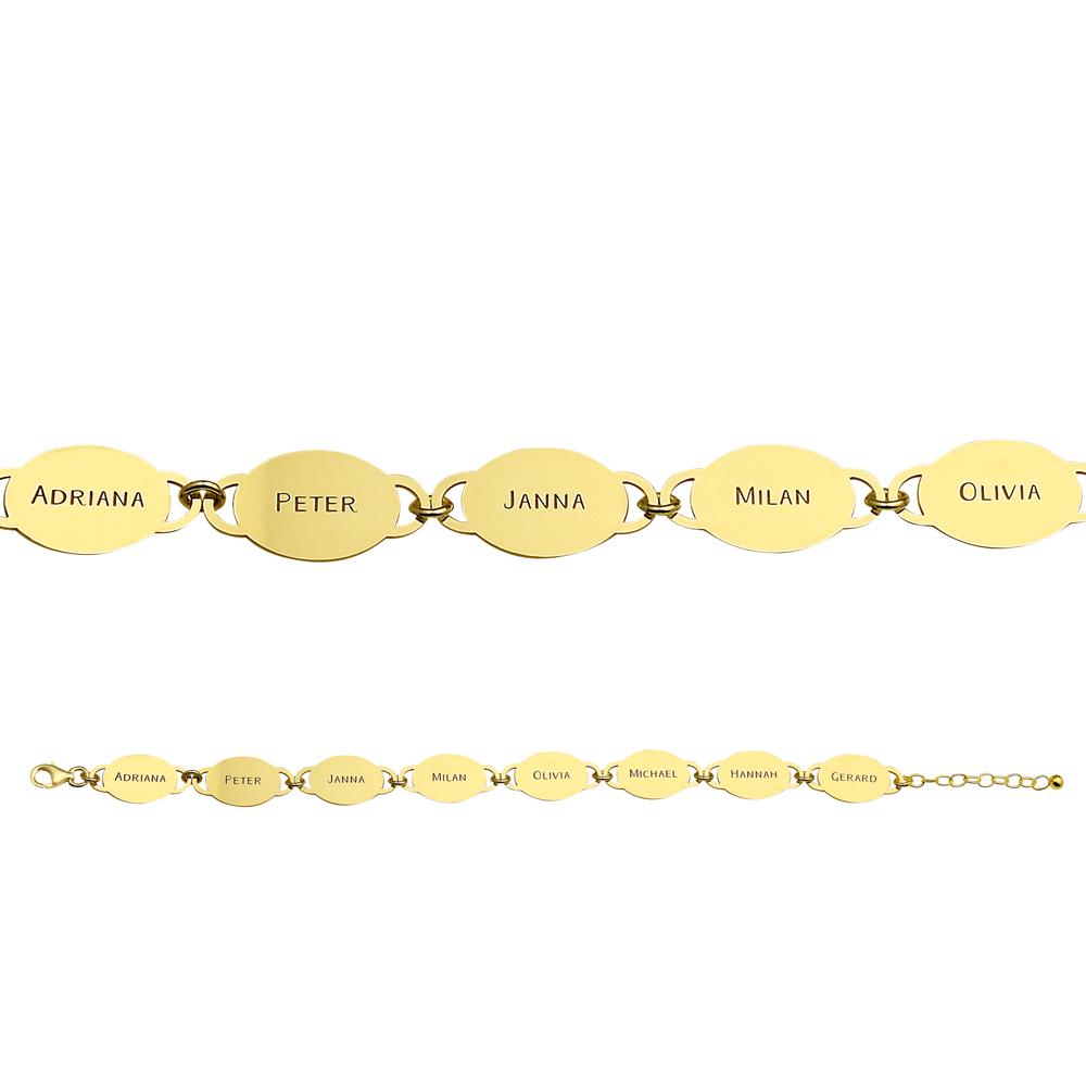 Goldenes Armband mit 8 ovalen Gravurplättchen