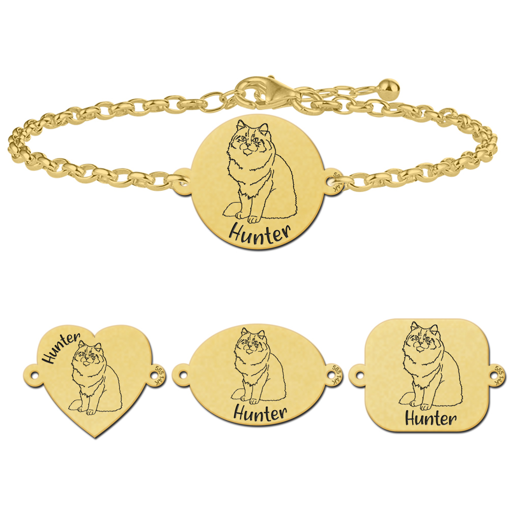 Goldenes Armband mit Katze Sibirische Katze