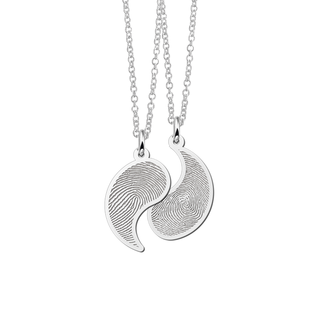 Fingerabdruck Freundschaftskette Yin Yang aus Silber