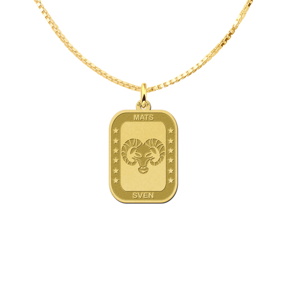 Goldener rechteckiger Sternzeichen Anhänger Widder
