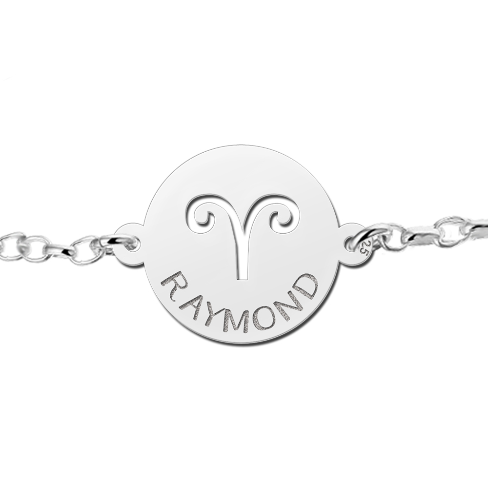Silbernes Sternzeichen Armband rund Widder