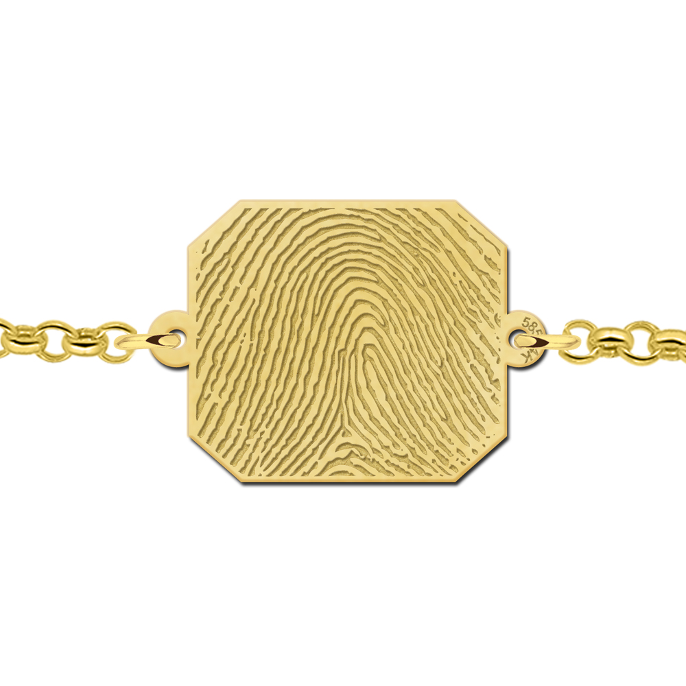 Goldenes Fingerabdruck Armband mit Rechteck