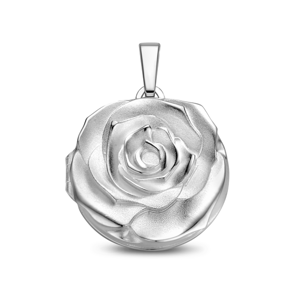 Silbernes Medaillon aus einer Rosenform