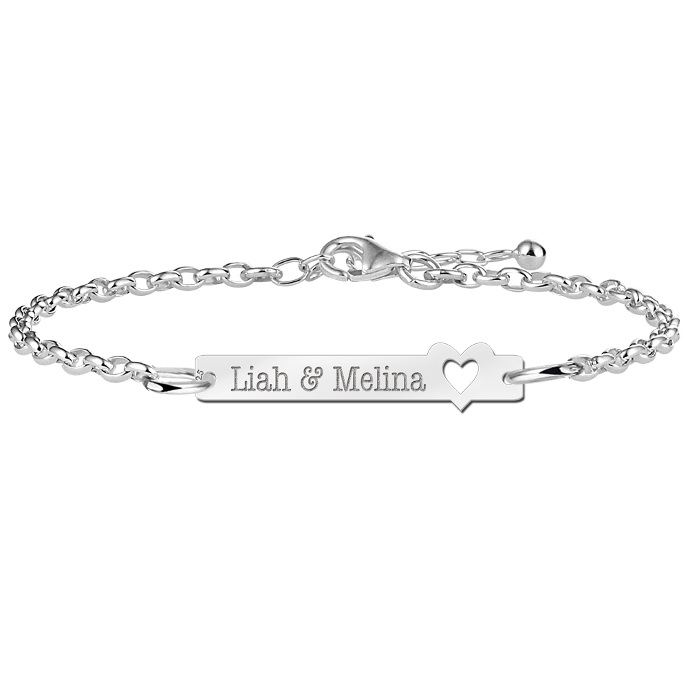 Silbernes Armband mit Gravur Herz