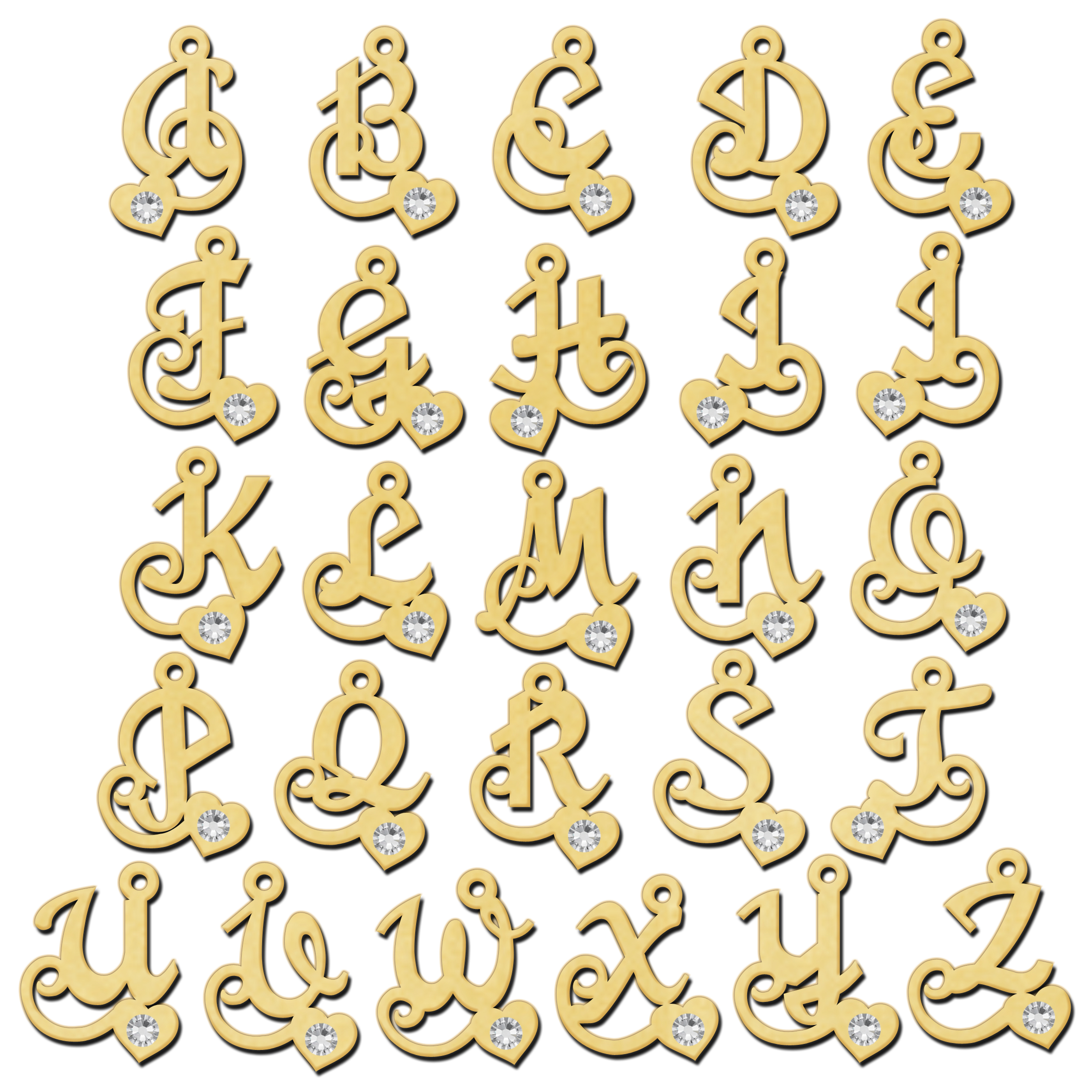 Geschwungener Initial-Anhänger in Gold mit Zirkonia