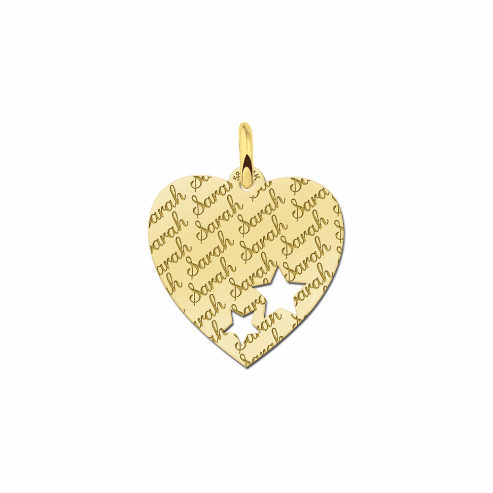 Gold Herz für Kette mit Sternchen - Repeat - 19x19mm