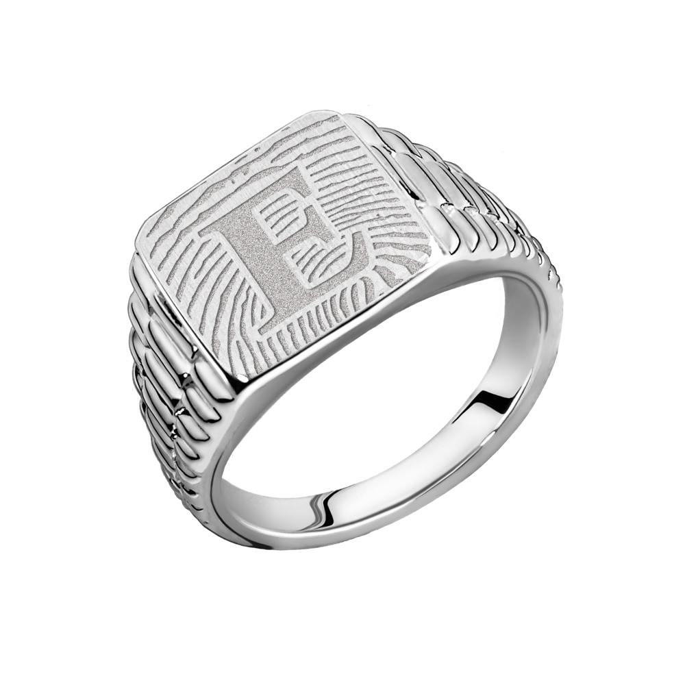Quadratische Rolex-Stil Siegelring Fingerabdruck