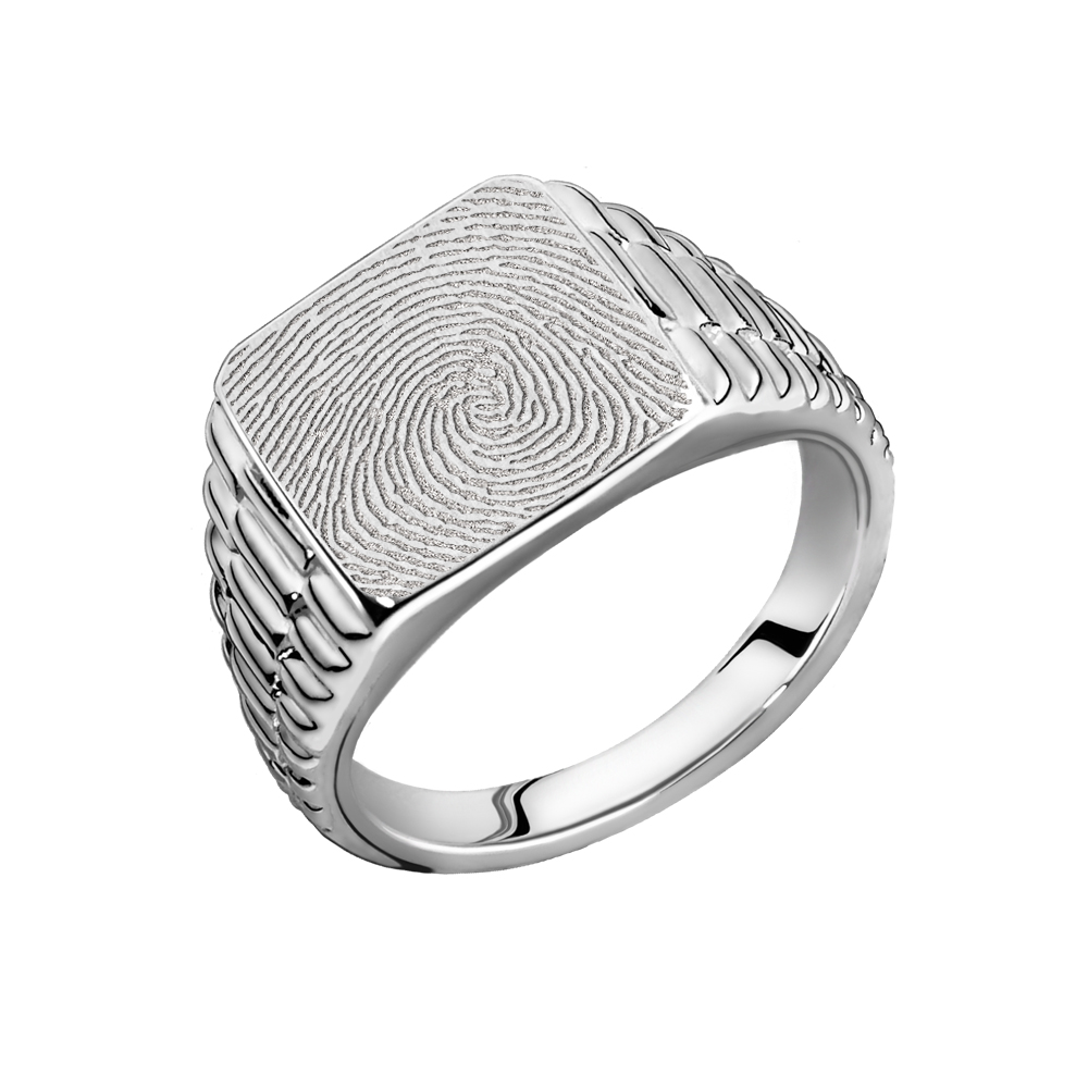 Quadratische Rolex-Stil Siegelring Fingerabdruck