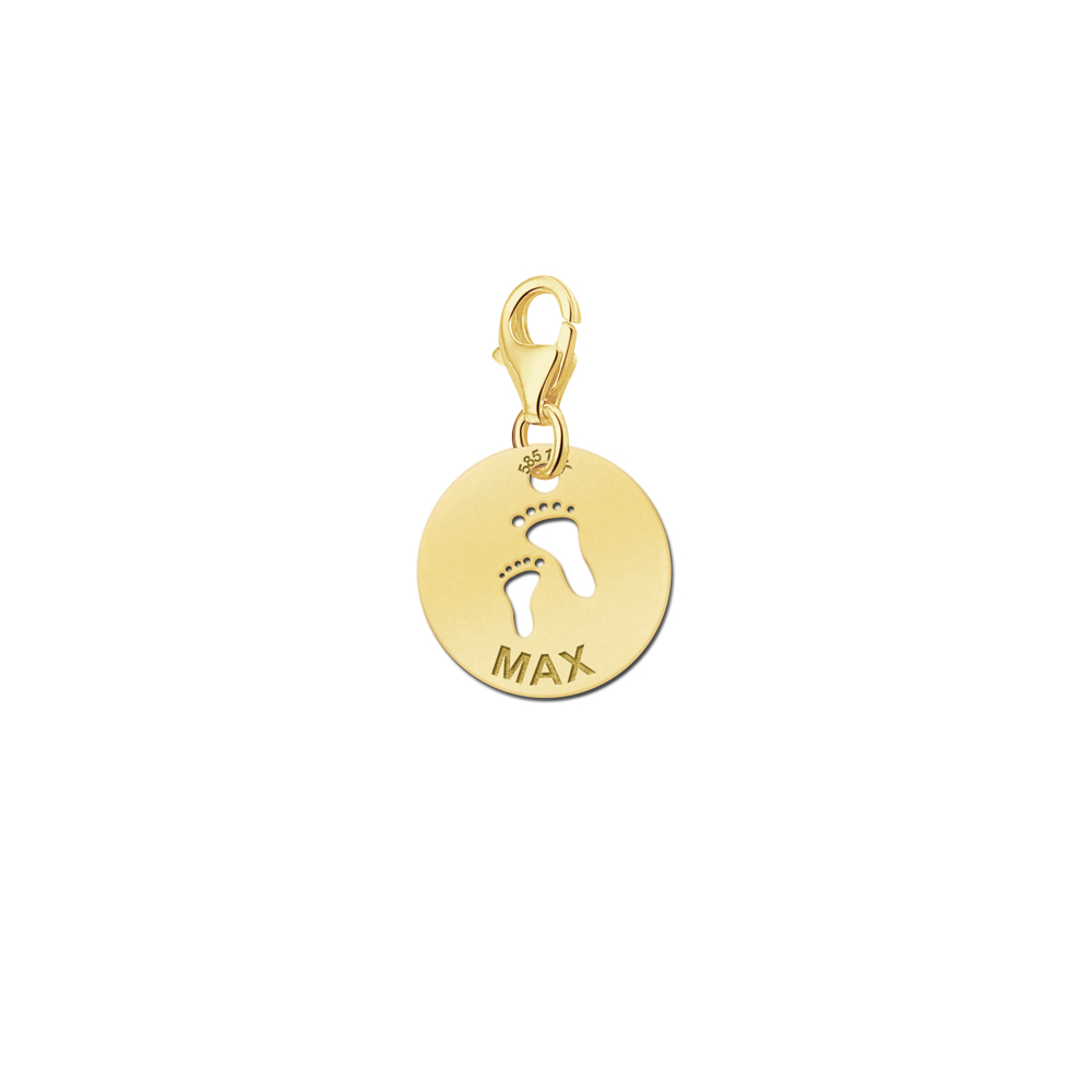 14 Karat Gold Babyanhänger mit Füßchen und Namen
