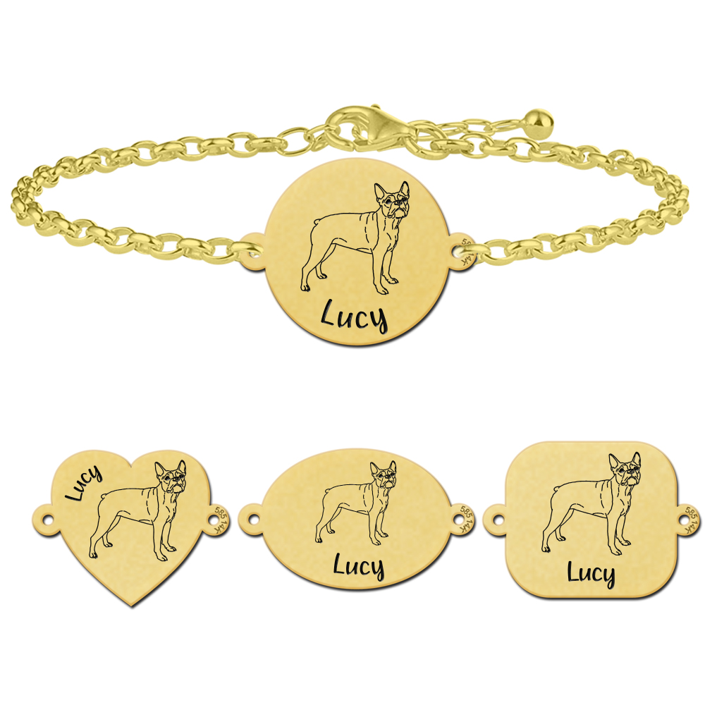 Goldenes Hunde Armband Boston Terrier