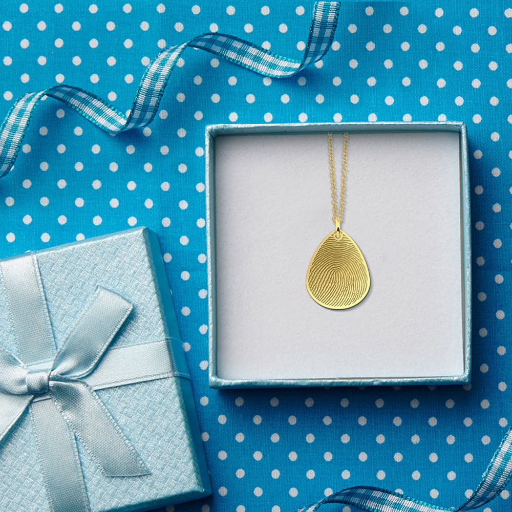 Goldener Tropfen Anhänger mit Fingerabdruck