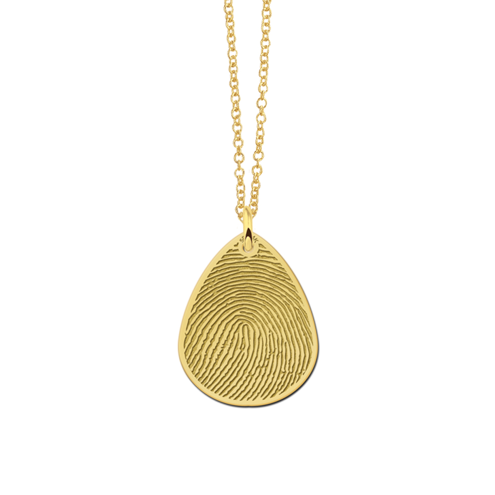 Goldener Tropfen Anhänger mit Fingerabdruck