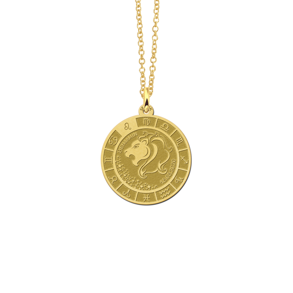 Goldener runder Sternzeichen Anhänger Löwe