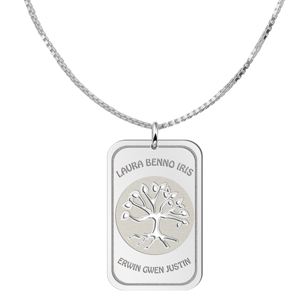 Silber Stammbaum Dog Tag Anhänger