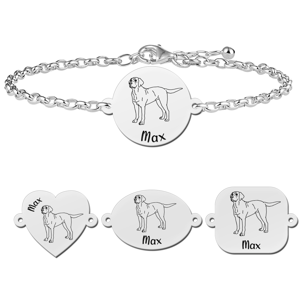 Silbernes Labrador Armband mit Gravur