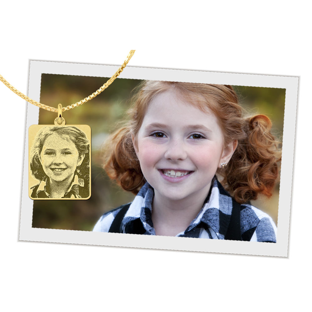 Kette mit foto dogtag gold